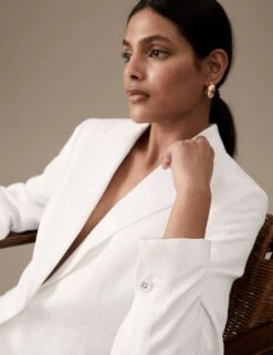 Linen Blend Single Breasted Tuxedo Blazer -Marks and Spencer Shop SD 01 T50 4051T P6 X EC 1