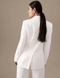 Linen Blend Single Breasted Tuxedo Blazer -Marks and Spencer Shop SD 01 T50 4051T P6 X EC 3