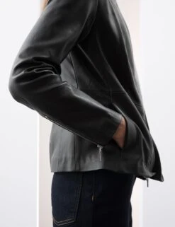 Leather Collarless Jacket -Marks and Spencer Shop SD 01 T50 4102T Y0 X EC 5