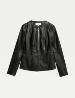 Leather Collarless Jacket -Marks and Spencer Shop SD 01 T50 4102T Y0 X EC 90