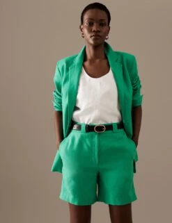 Pure Irish Linen High Waisted Shorts -Marks and Spencer Shop SD 01 T50 8136T F5 X EC 3