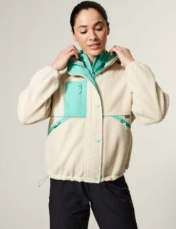 Borg Zip Up Fleece Cropped Jacket -Marks and Spencer Shop SD 01 T51 5332 L0 X EC 3