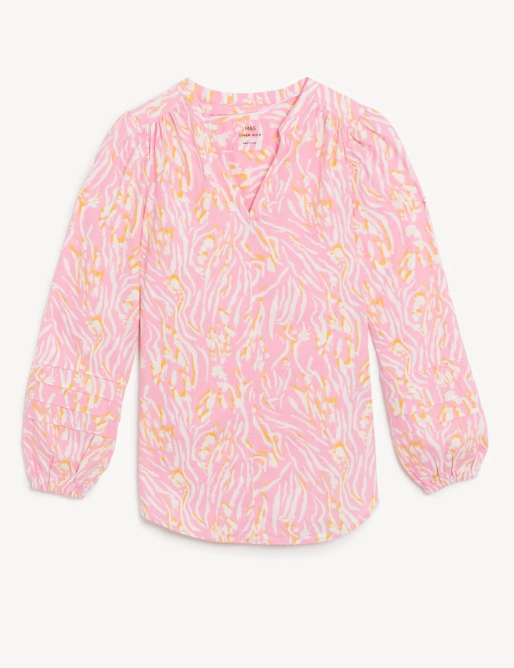 Linen Rich Printed V-Neck Relaxed Blouse 4 Linen Rich Printed V-Neck Relaxed Blouse - Image 2