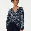 Linen Rich Printed V-Neck Blouse -Marks and Spencer Shop SD 01 T52 3517 F4 X EC 0