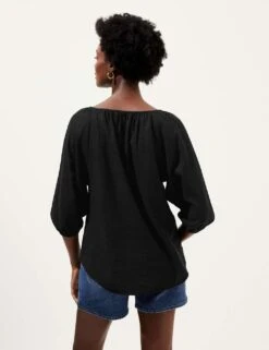 Linen Rich Tie Neck Blouse -Marks and Spencer Shop SD 01 T52 3810 Y0 X EC 4