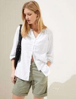 Linen Rich Collarless Blouse -Marks and Spencer Shop SD 01 T52 3816 Z0 X EC 2