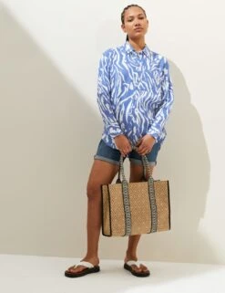 Pure Linen Printed Oversized Shirt -Marks and Spencer Shop SD 01 T52 3864A E7 X EC 1