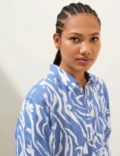 Pure Linen Printed Oversized Shirt -Marks and Spencer Shop SD 01 T52 3864A E7 X EC 2