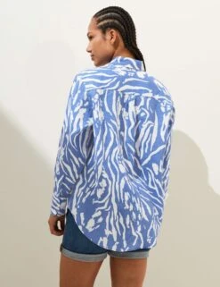 Pure Linen Printed Oversized Shirt -Marks and Spencer Shop SD 01 T52 3864A E7 X EC 3