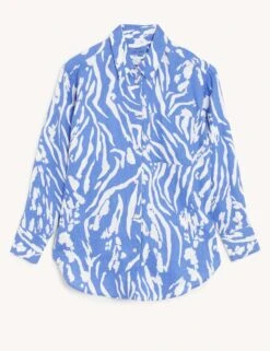 Pure Linen Printed Oversized Shirt -Marks and Spencer Shop SD 01 T52 3864A E7 X EC 90