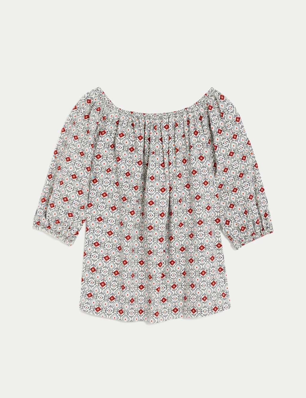 Linen Rich Printed Bardot Blouse 4 Linen Rich Printed Bardot Blouse - Image 2