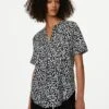 Pure Linen Animal Print Popover Blouse -Marks and Spencer Shop SD 01 T52 3993 Y4 X EC 0