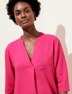 Linen Rich V-Neck Tunic -Marks and Spencer Shop SD 01 T52 6826 FU X EC 2