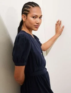 Linen Blend V-Neck Tie Waist Midi Tea Dress -Marks and Spencer Shop SD 01 T52 6835 F0 X EC 2