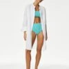 Pure Cotton Collarless Beach Cover Up Shirt -Marks and Spencer Shop SD 01 T52 7783 Z0 X EC 0