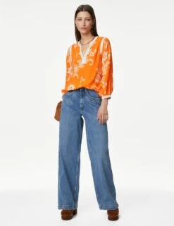 Floral Notch Neck Lace Detail Blouse -Marks and Spencer Shop SD 01 T53 2036U P4 X EC 1