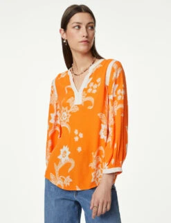 Floral Notch Neck Lace Detail Blouse -Marks and Spencer Shop SD 01 T53 2036U P4 X EC 2