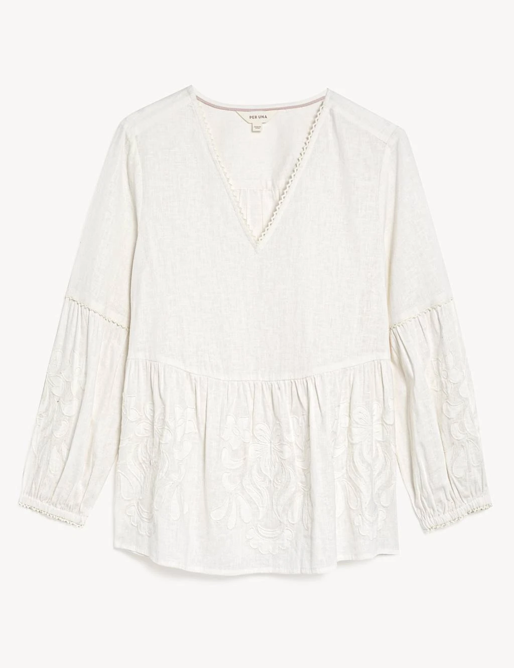 Linen Rich Embroidered V-Neck Blouse 4 Linen Rich Embroidered V-Neck Blouse - Image 2