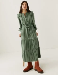 Cotton Blend Midaxi Waisted Dress -Marks and Spencer Shop SD 01 T53 3027U M7 X EC 1