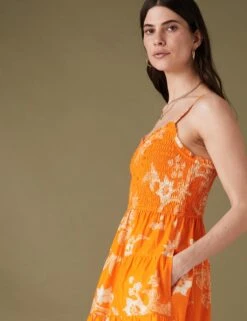 Pure Cotton Floral V-Neck Midaxi Dress -Marks and Spencer Shop SD 01 T53 3073U P4 X EC 1