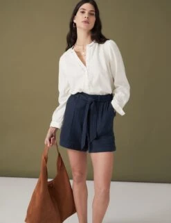 Pure Cotton High Waisted Belted Shorts