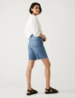 Denim High Waisted Bermuda Shorts