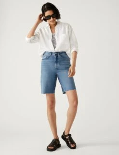 Denim High Waisted Bermuda Shorts -Marks and Spencer Shop SD 01 T57 3079 QQ X EC 1