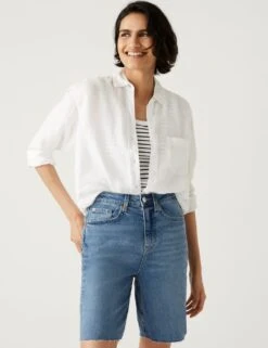 Denim High Waisted Bermuda Shorts -Marks and Spencer Shop SD 01 T57 3079 QQ X EC 3