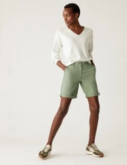 Cotton Rich Tea Dyed Chino Shorts 9 Cotton Rich Tea Dyed Chino Shorts -Marks and Spencer Shop SD 01 T57 3082 KH X EC 1