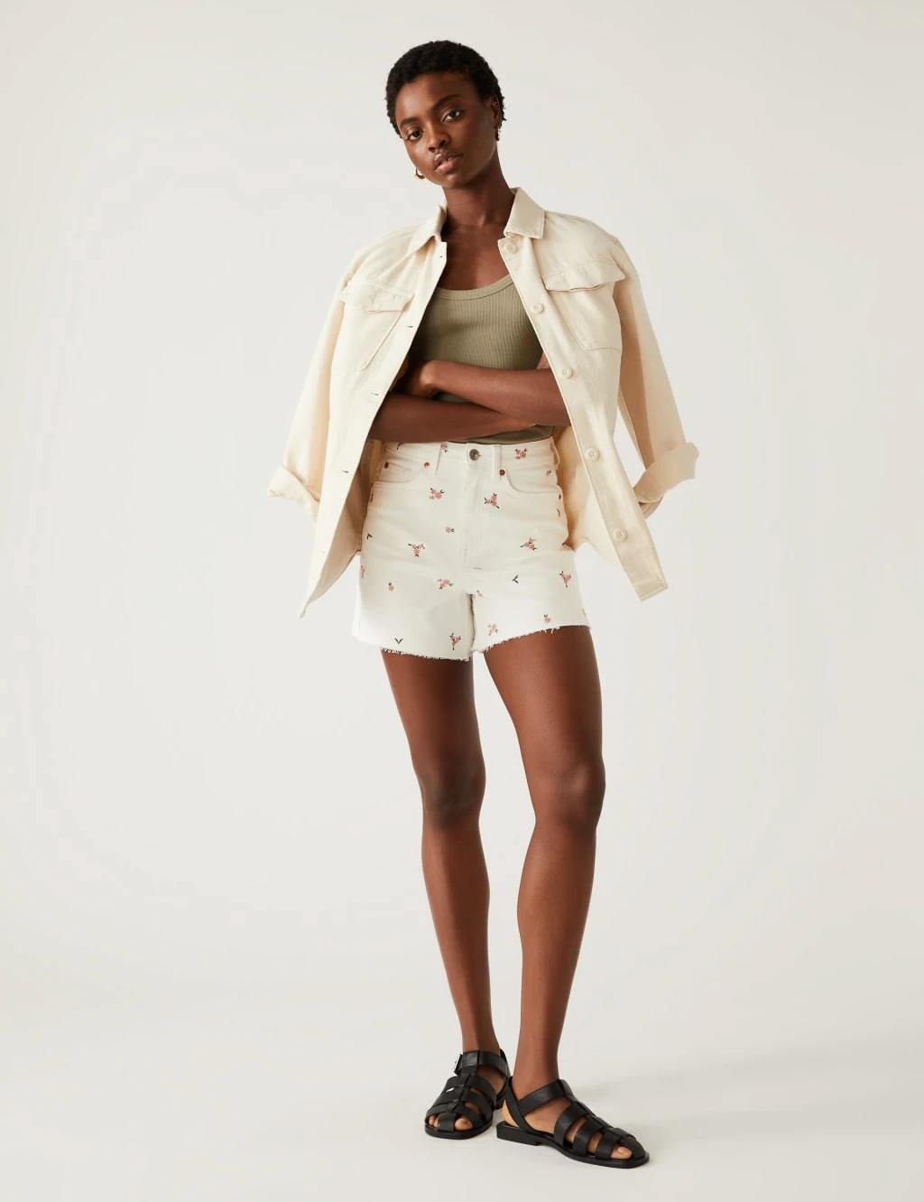 Denim Mom Embroidered High Waisted Shorts 3 Denim Mom Embroidered High Waisted Shorts