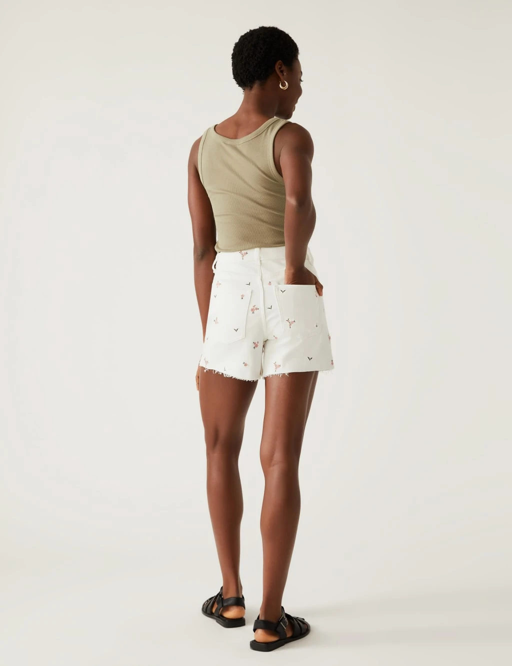 Denim Mom Embroidered High Waisted Shorts 7 Denim Mom Embroidered High Waisted Shorts - Image 5
