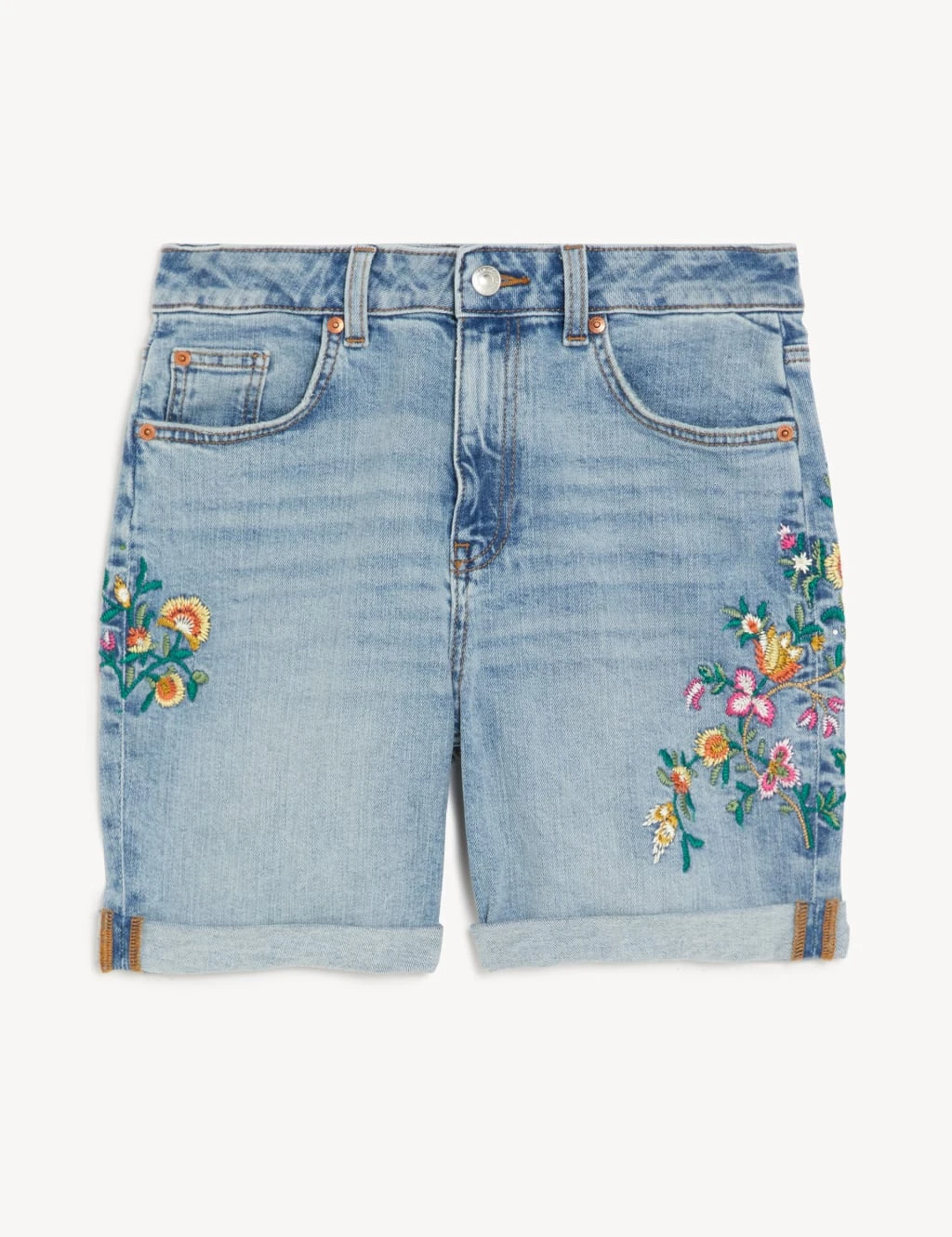 Denim Boyfriend Embroidered Shorts 4 Denim Boyfriend Embroidered Shorts - Image 2