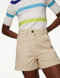 Cotton Rich High Waisted Utility Shorts -Marks and Spencer Shop SD 01 T57 5908 EK X EC 1