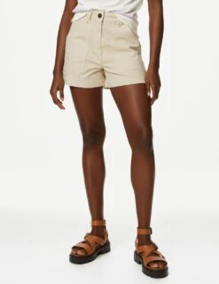 Cotton Rich High Waisted Utility Shorts -Marks and Spencer Shop SD 01 T57 5908 EK X EC 3
