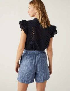 Pure Linen Striped High Waisted Shorts -Marks and Spencer Shop SD 01 T57 7673 F4 X EC 2