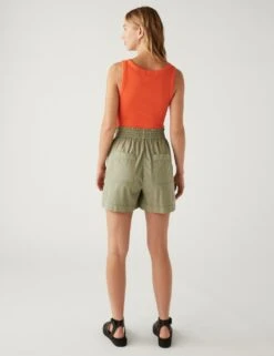 Pure Cotton High Waisted Shorts -Marks and Spencer Shop SD 01 T57 8740 XJ X EC 3