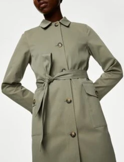 Cotton Blend Belted Trench Coat -Marks and Spencer Shop SD 01 T59 1003C XJ X EC 1