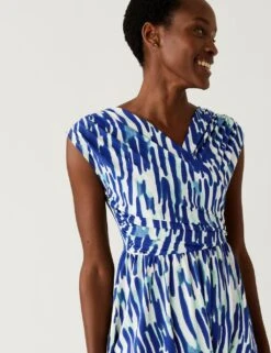 Jersey Printed V-Neck Midi Wrap Dress -Marks and Spencer Shop SD 01 T69 1662 J4 X EC 1