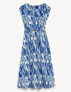 Jersey Printed V-Neck Midi Wrap Dress -Marks and Spencer Shop SD 01 T69 1662 J4 X EC 90