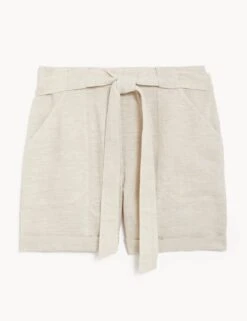Jaeger Pure Linen Belted Shorts