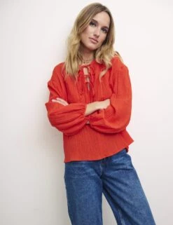 Tie Neck Long Sleeve Blouse