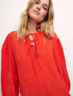 Tie Neck Long Sleeve Blouse -Marks and Spencer Shop SD 10 T82 1795 P0 X EC 2