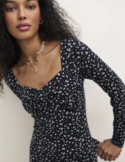 Floral Sweetheart Neckline Midaxi Dress -Marks and Spencer Shop SD 10 T82 1960 Y4 X EC 2