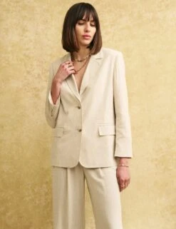 Tailored Single Breasted Blazer With Linen