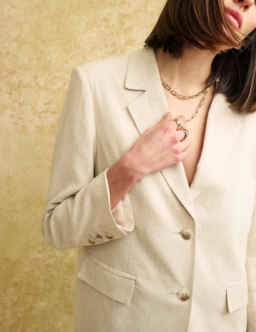 Tailored Single Breasted Blazer With Linen 4 Tailored Single Breasted Blazer With Linen - Image 2