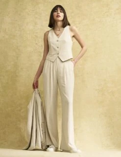 Tailored Single Breasted Waistcoat With Linen -Marks and Spencer Shop SD 10 T82 3558 K0 X EC 2