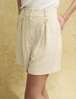 High Waisted Pleat Front Shorts With Linen -Marks and Spencer Shop SD 10 T82 3560 K0 X EC 2