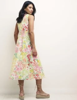 Organic Cotton Floral V-Neck Midi Tea Dress -Marks and Spencer Shop SD 10 T82 3666 ZZ X EC 3