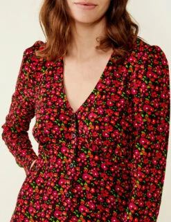 Floral V-Neck Knee Length Tea Dress -Marks and Spencer Shop SD 10 T83 1249W Y4 X EC 3