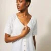 WHITE STUFF Pure Cotton Broderie V-Neck Blouse -Marks and Spencer Shop SD 10 T83 1381W Z0 X EC 0